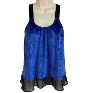 NWT Mudd Velour Royal Blue Mesh Trim Scoop Neck Tank Top Junior’s Small Pullover